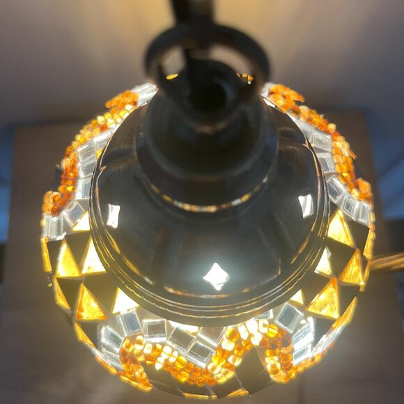 Mosaic Table Lamp White  Bedside Lampshade Light - Picture 10 of 14